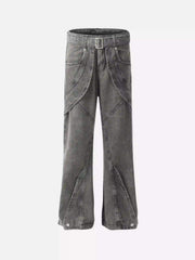 Distressed Punk Jeans With Metal Belt