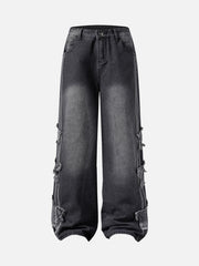 Distressed Raw Edge Baggy Jeans