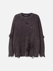 Distressed Ripped Rivets Sweater