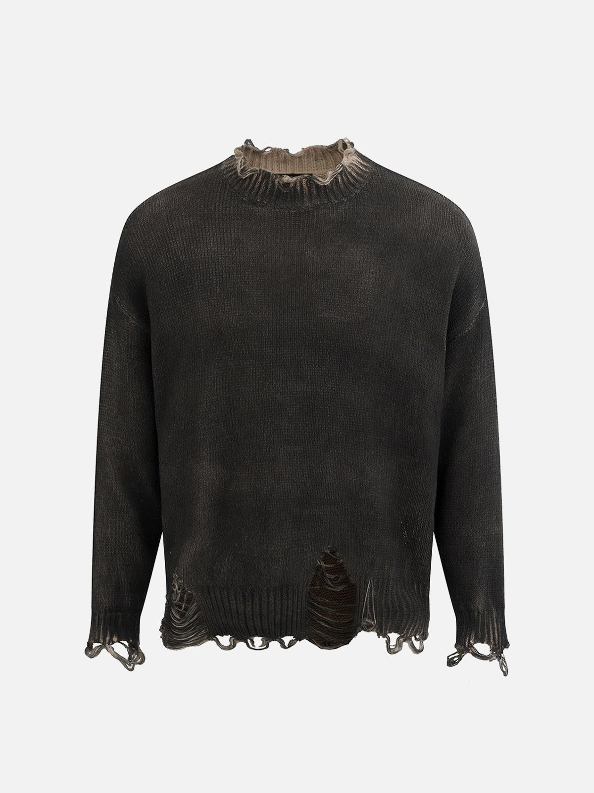 Distressed Ripped Two-Piece Oversized Pullover Sweater