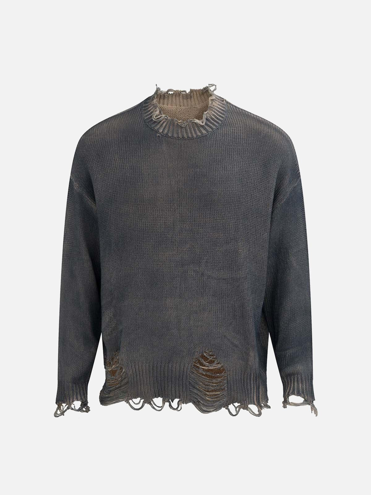 Distressed Ripped Two-Piece Oversized Pullover Sweater