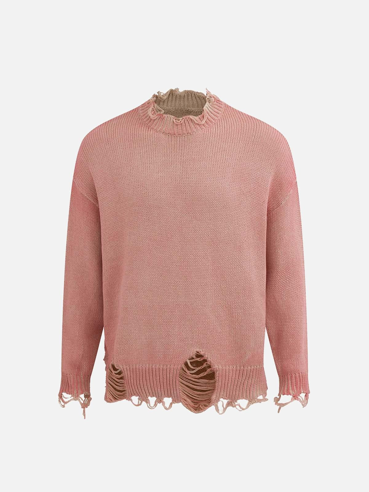 Distressed Ripped Two-Piece Oversized Pullover Sweater