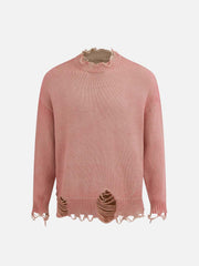 Distressed Ripped Two-Piece Oversized Pullover Sweater
