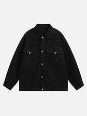Distressed Sequin Design Denim Jacket