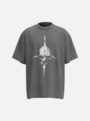 Distressed Skull Cross Graphic T-Shirt