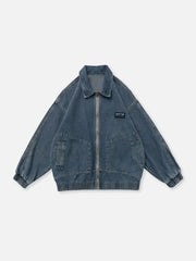 Distressed Solid Color Denim Jacket