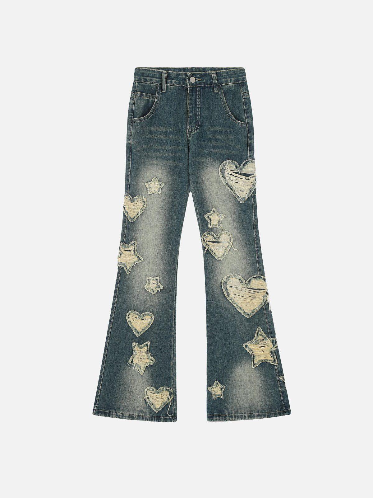 Distressed Star Heart Jeans
