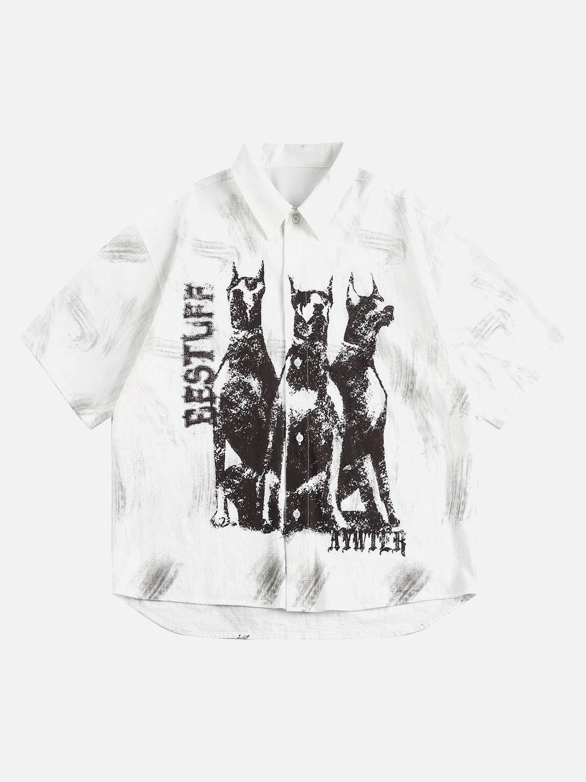 Doberman Print Short Sleeve Shirt