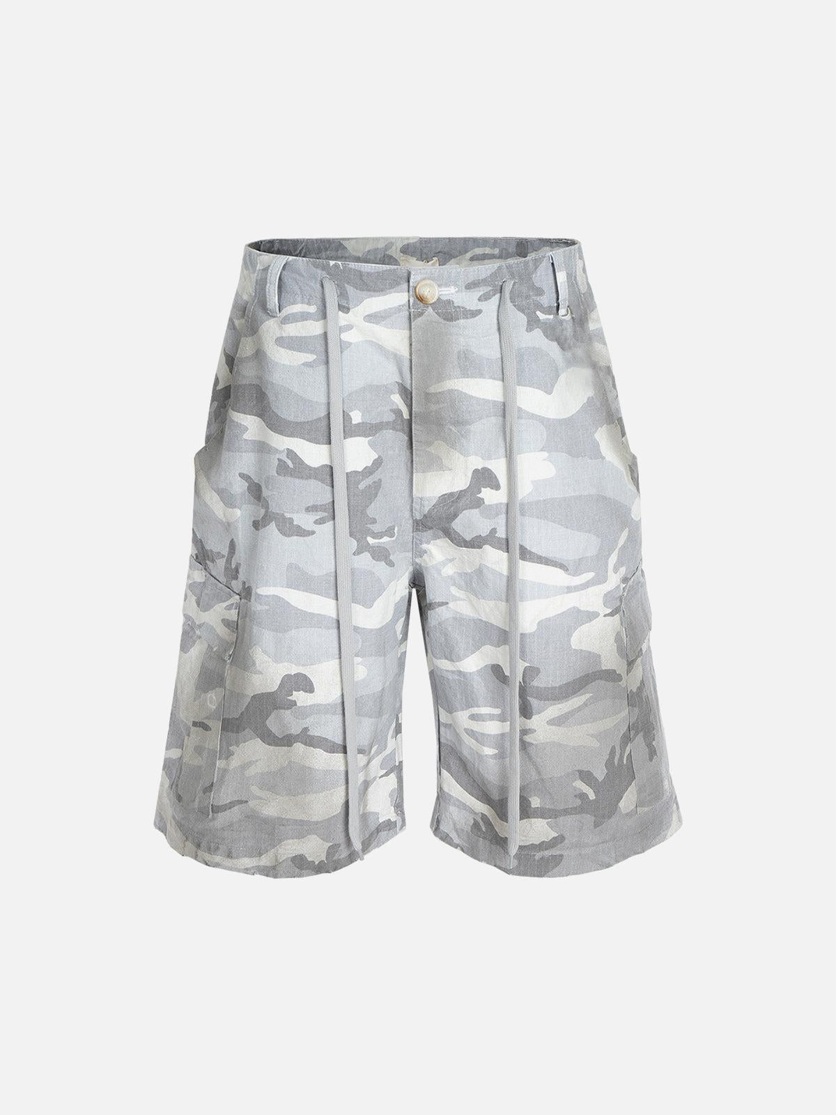 Drawstring Camouflage Cargo Shorts