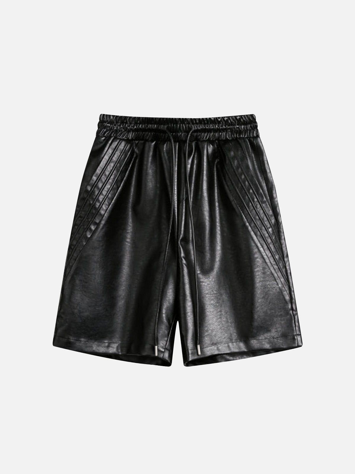 Drawstring Faux Leather Shorts