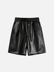 Drawstring Faux Leather Shorts