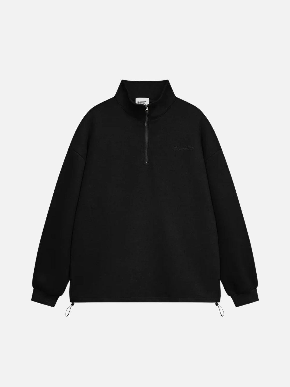 Drawstring Hem Stand Collar Sweatshirt
