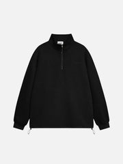 Drawstring Hem Stand Collar Sweatshirt