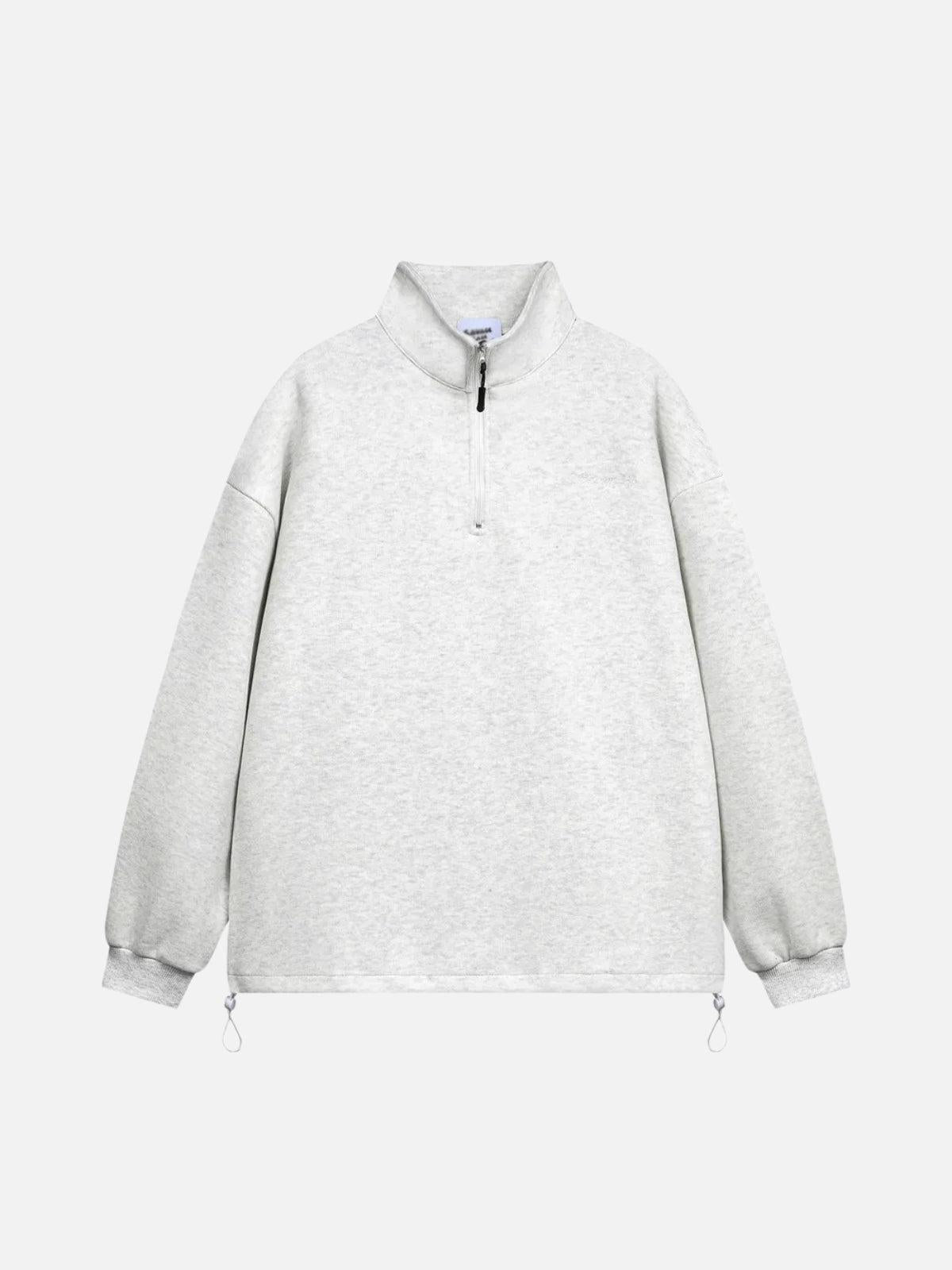 Drawstring Hem Stand Collar Sweatshirt