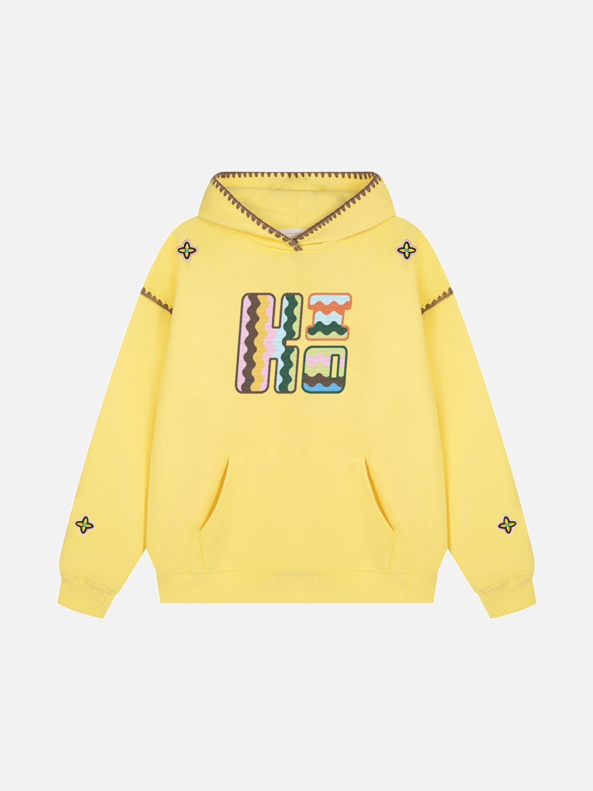 Embroidered Contrast Check Hoodie