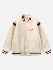 Embroidered Contrast Color Varsity Jacket
