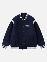 Embroidered Contrast Color Varsity Jacket
