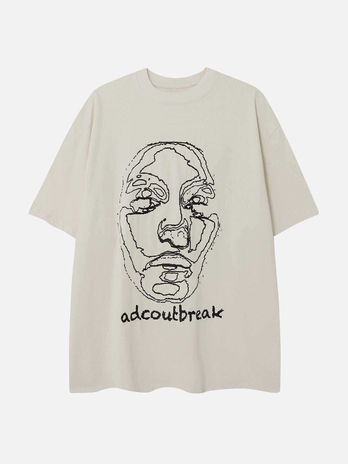 Embroidery Abstract Face Tee