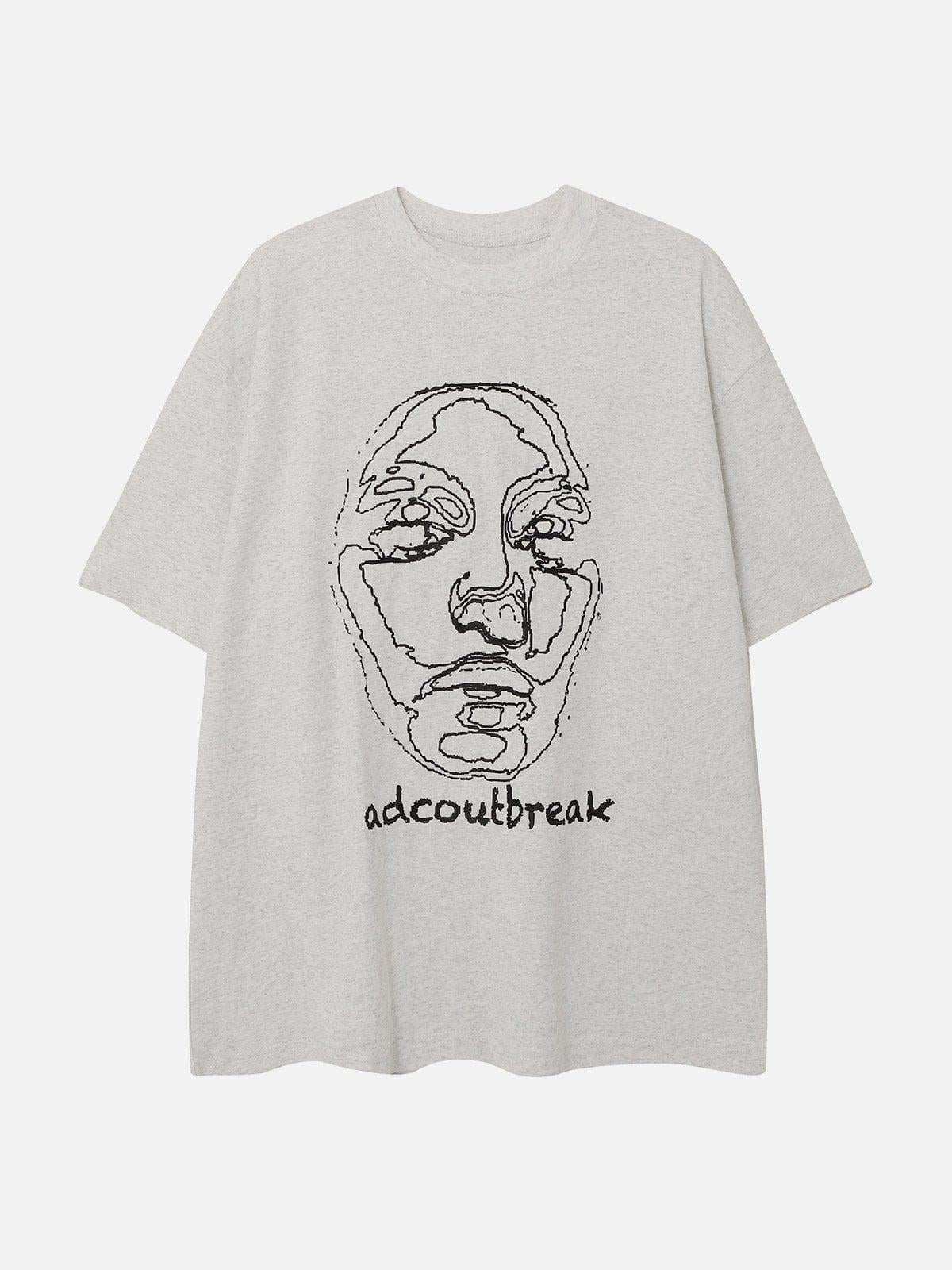 Embroidery Abstract Face Tee