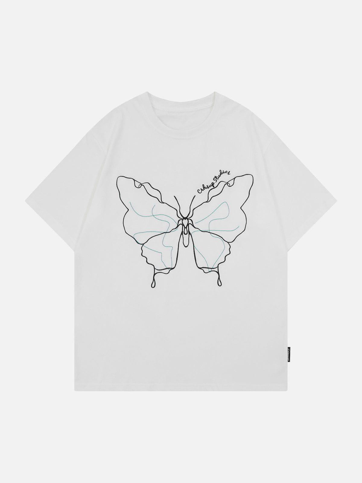 Embroidery Line Butterfly Tee