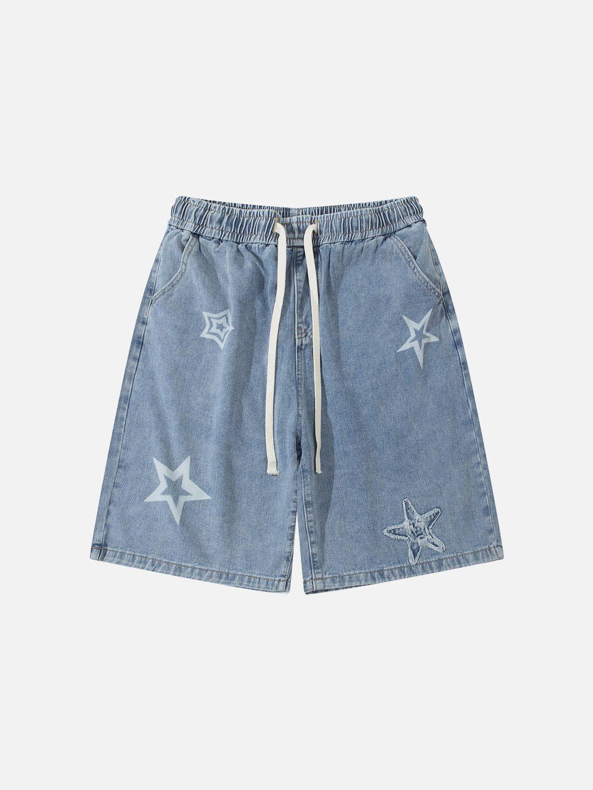 Embroidery Star Washed Jorts