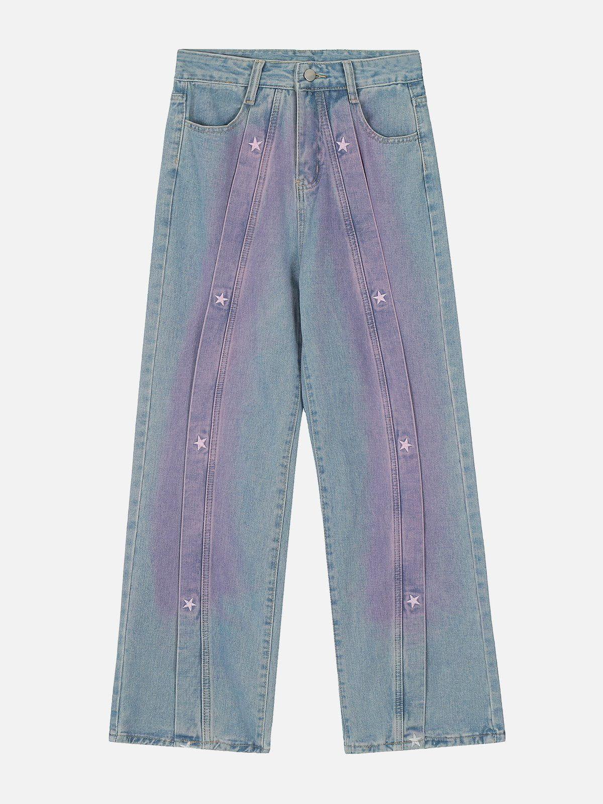 Embroidery Star Washed Jeans