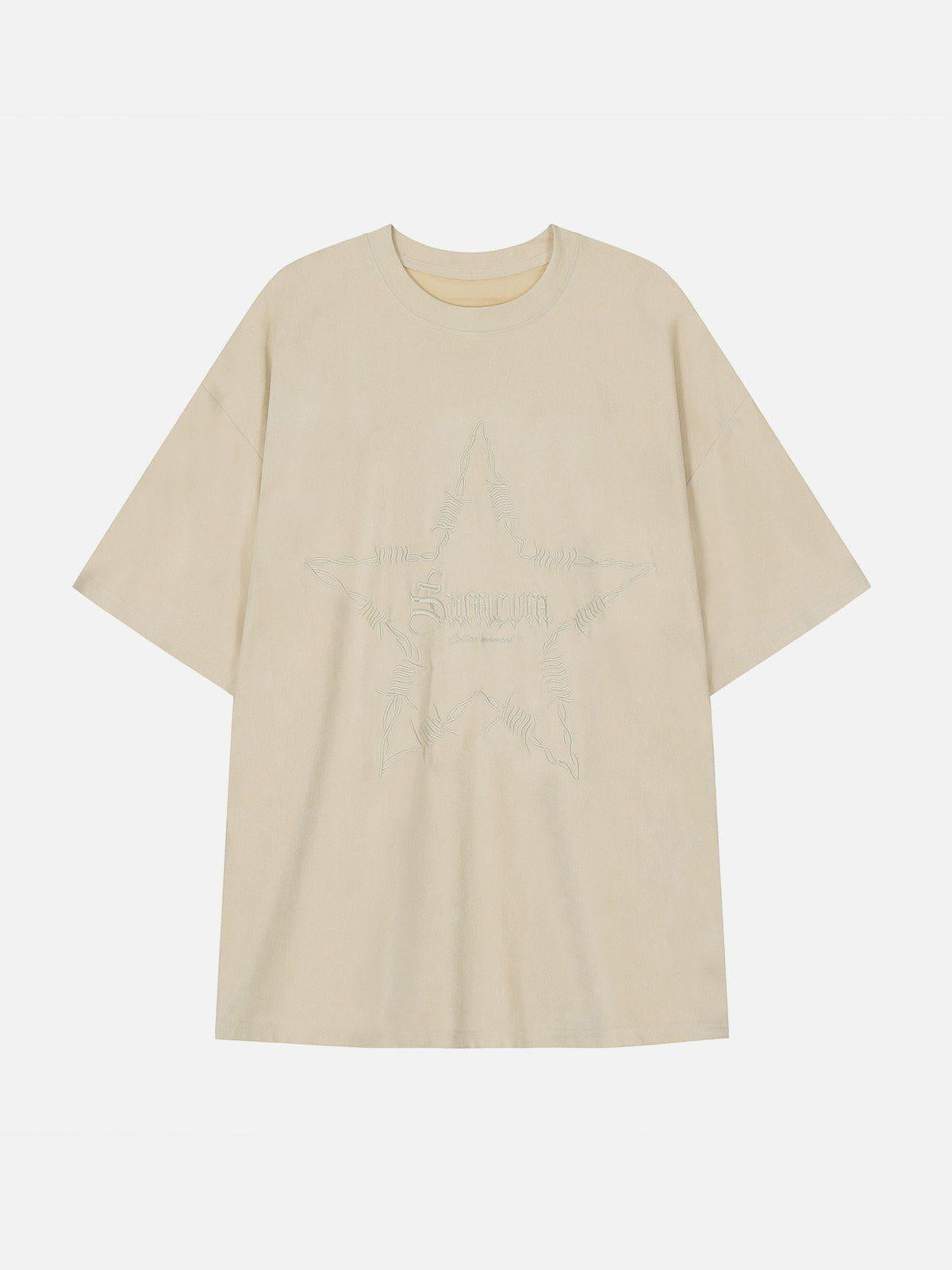 Embroidery Thorns Star Print Tee