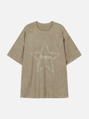 Embroidery Thorns Star Print Tee