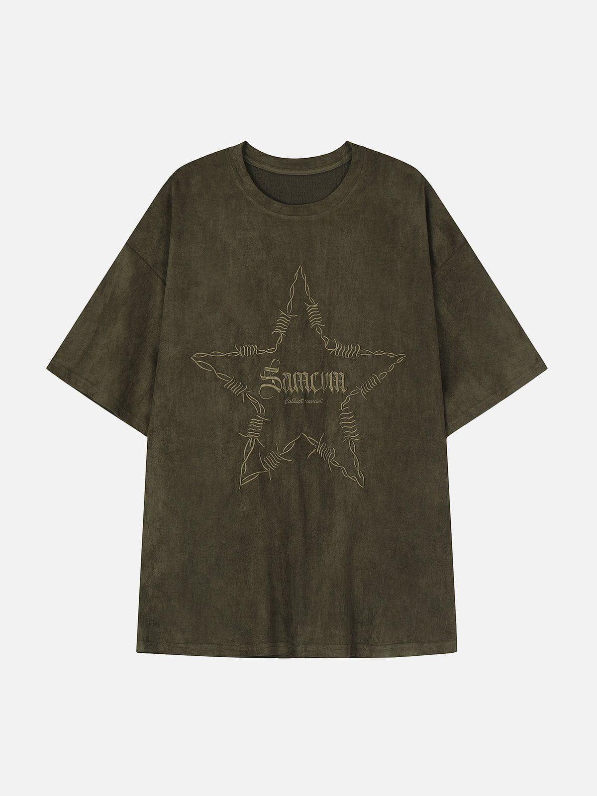 Embroidery Thorns Star Print Tee
