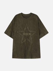 Embroidery Thorns Star Print Tee