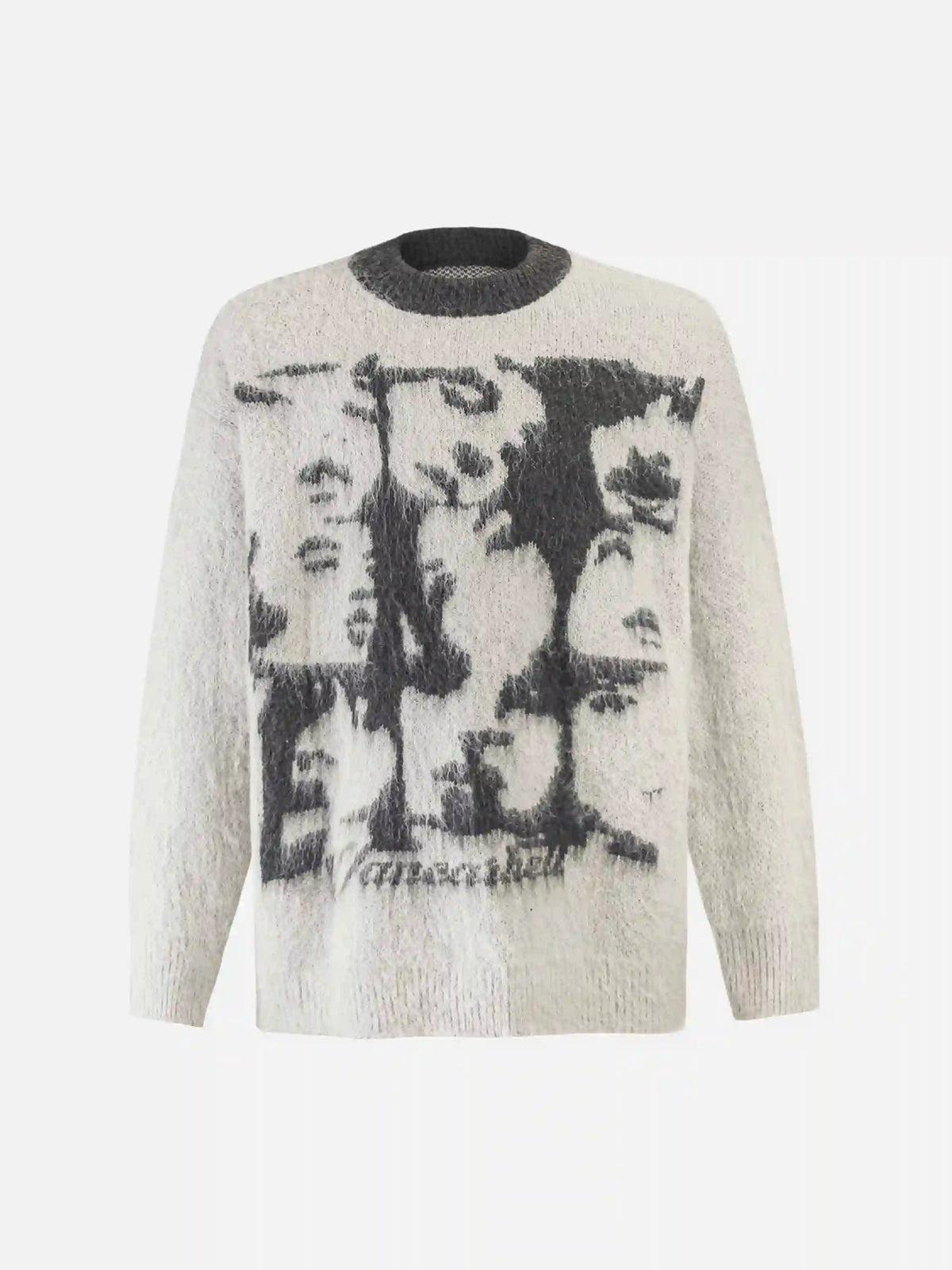 Facial Pattern Mohair Sweater