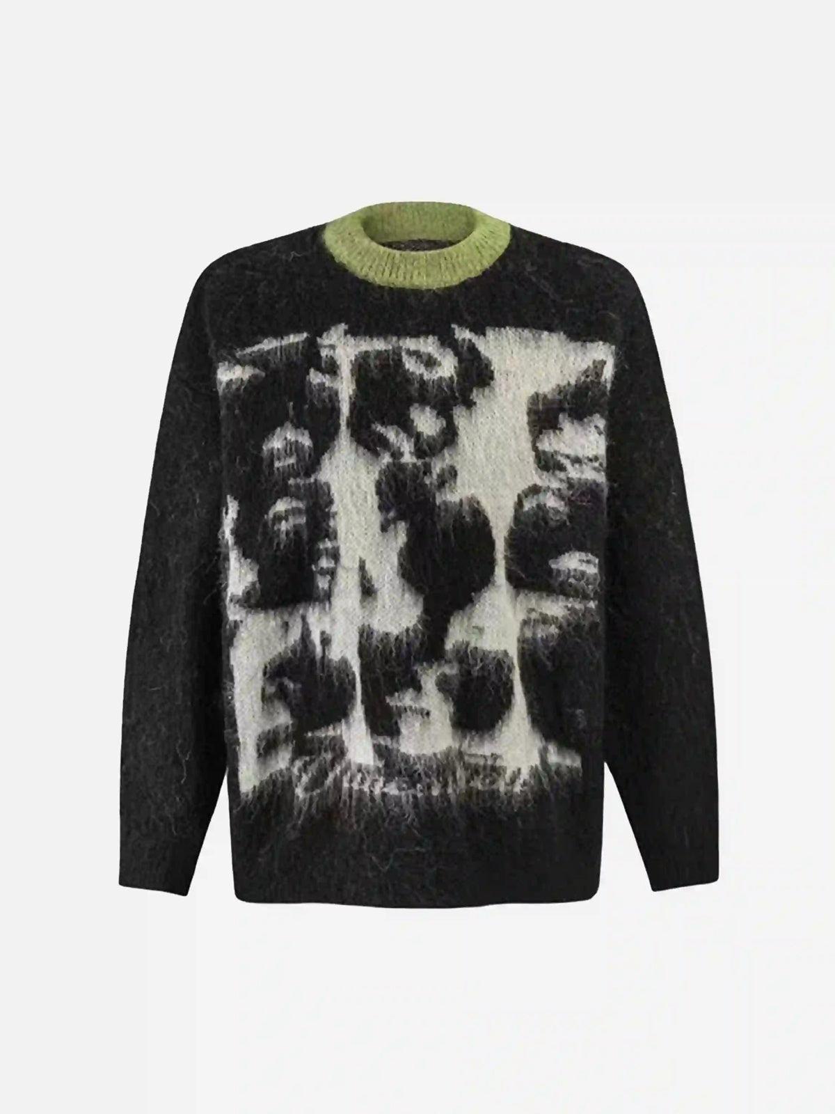 Facial Pattern Mohair Sweater