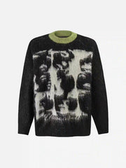 Facial Pattern Mohair Sweater