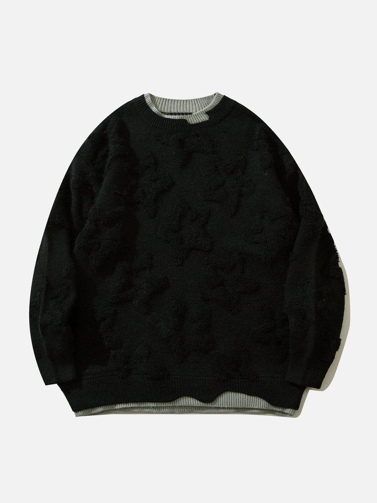 Fake Two 3D Star Graphics Sweater