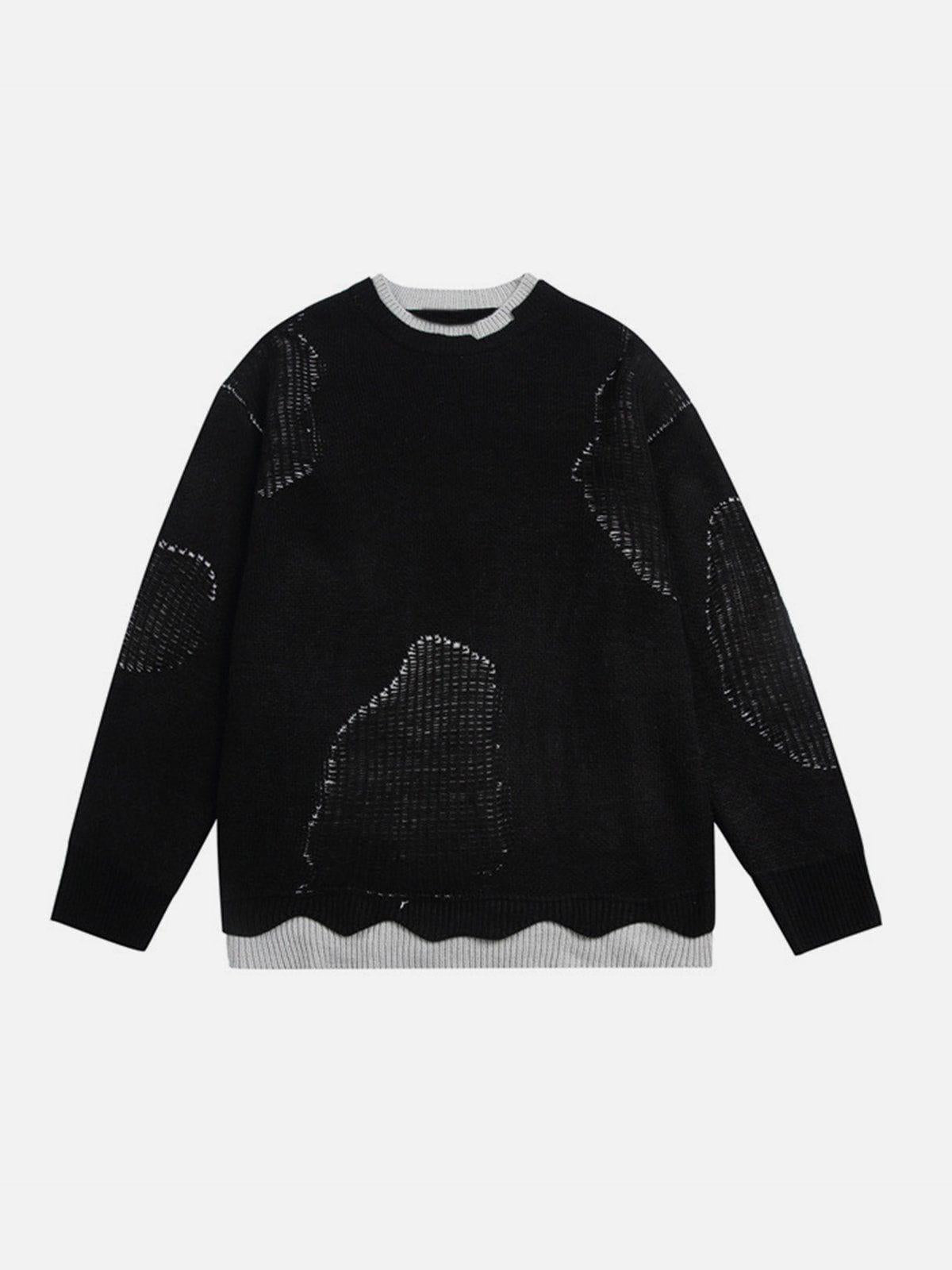 Fake Two Breakage Design Sweater