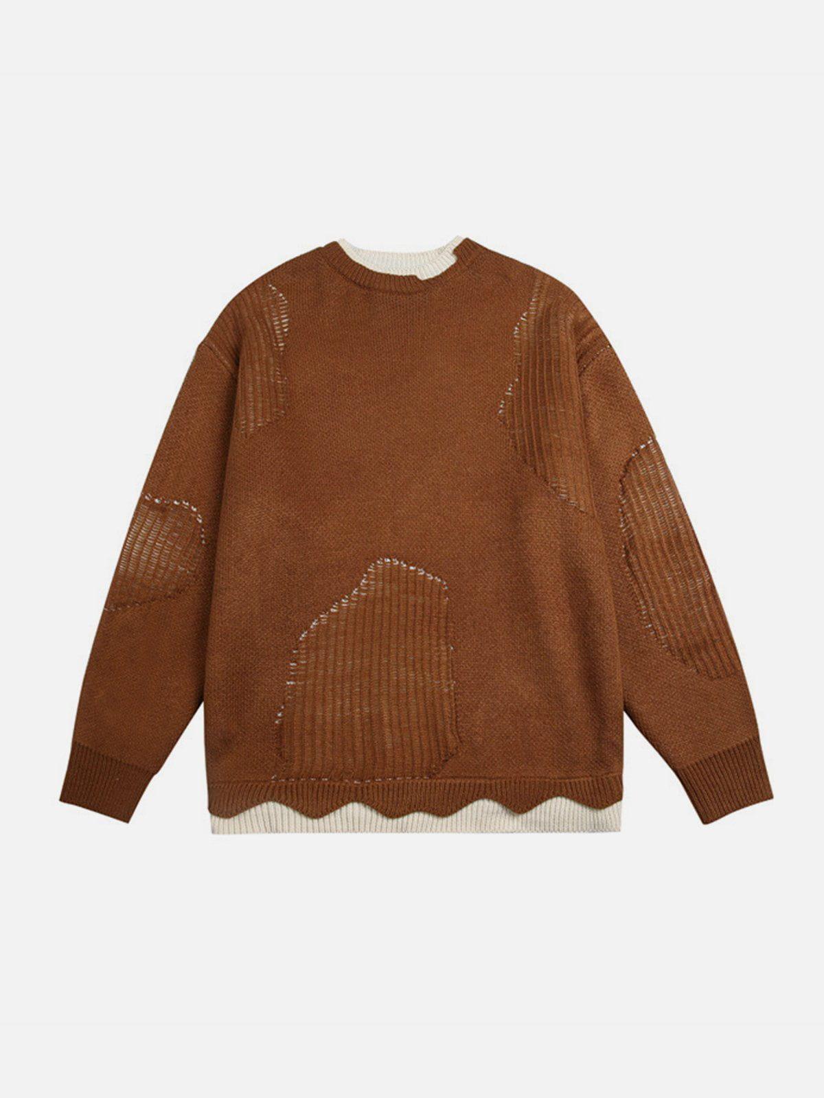 Fake Two Breakage Design Sweater