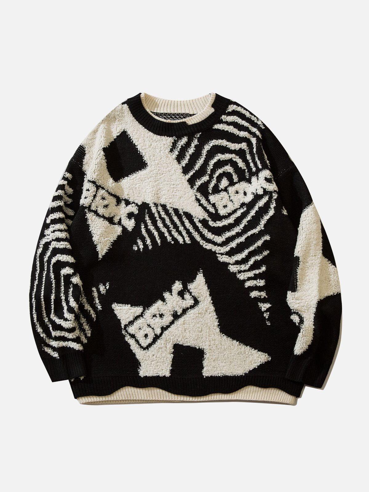 Fake-Two Flocking Patchwork Sweater
