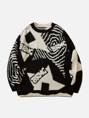 Fake-Two Flocking Patchwork Sweater