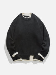 Fake Two Patchwork Knit Sweater