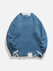 Fake Two Patchwork Knit Sweater