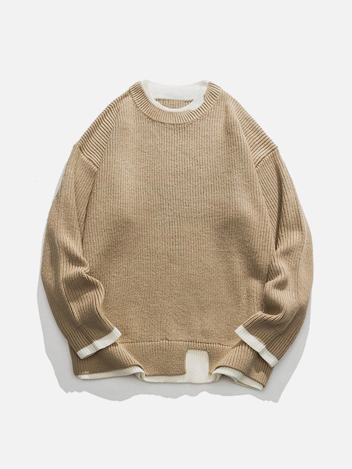 Fake Two Patchwork Knit Sweater