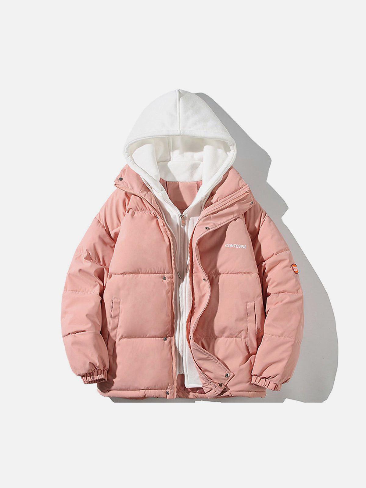 Fake Two-Piece Hooded Winter Coat