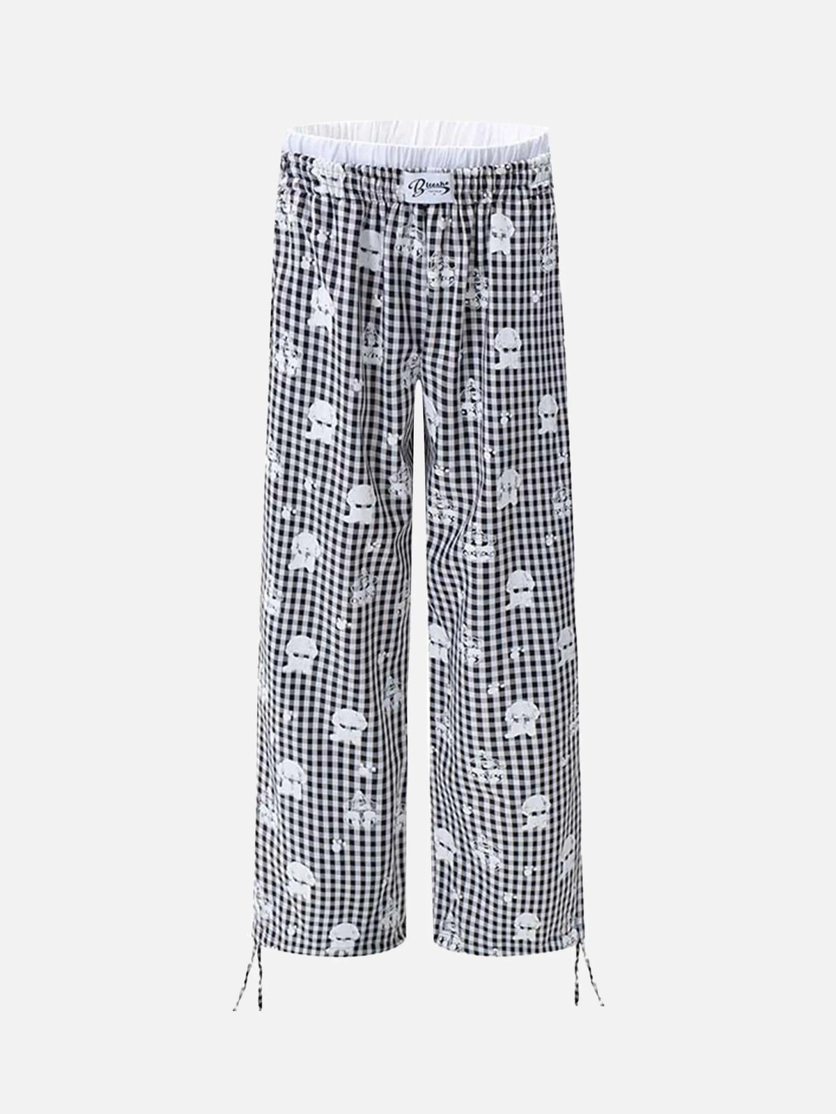 Fake Two-Piece Print Plaid Sweatpants