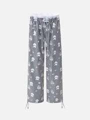 Fake Two-Piece Print Plaid Sweatpants