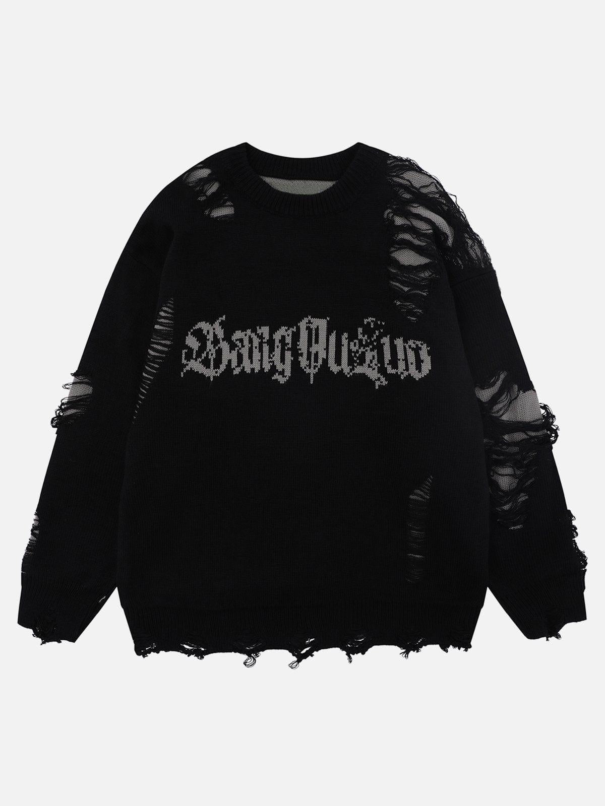 Fake Two Ripped Hole Sweater