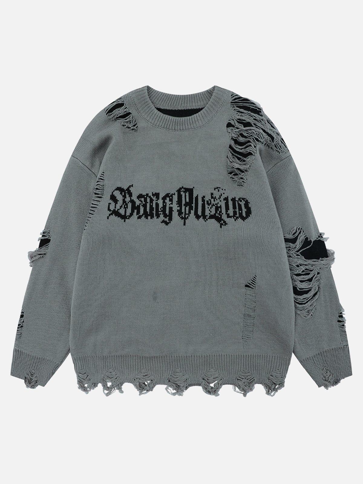 Fake Two Ripped Hole Sweater