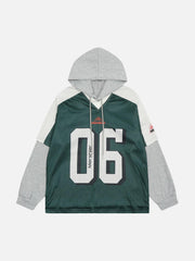Faux Two-Piece Contrast Color Stitching Hoodie