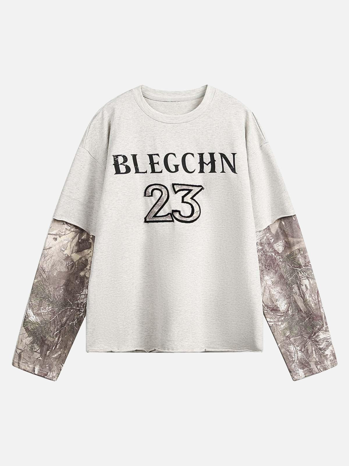 Faux Two-Piece Print Long-Sleeve T-Shirt