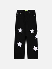 Flocked Star Straight Jeans