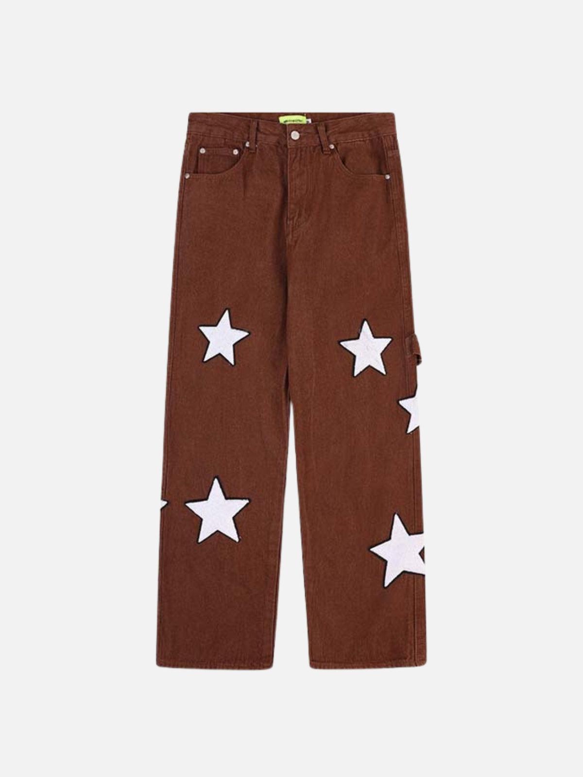 Flocked Star Straight Jeans